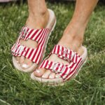 Corky’s Dash Sandals- Red Natural Stripe
