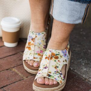Corky's Carley Wedge Sandals- Natural Mini Floral